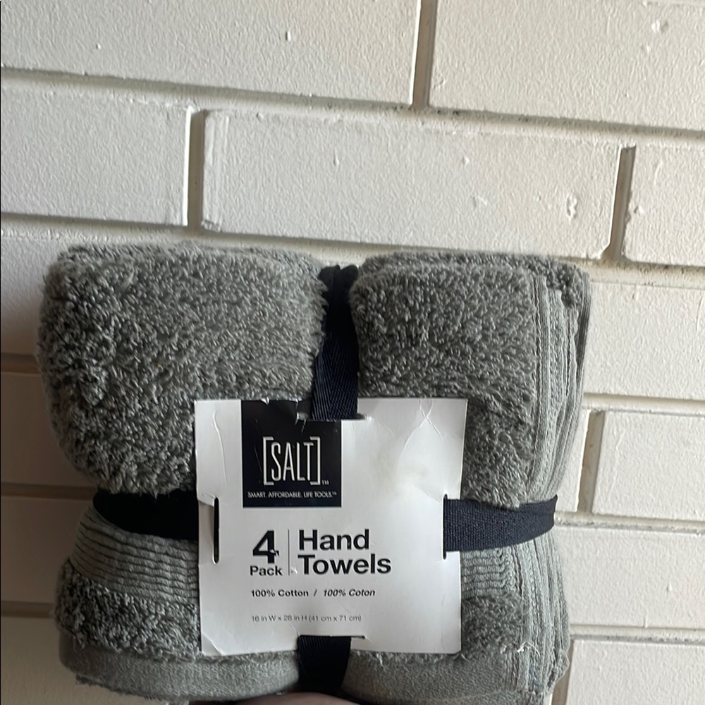 NWT - Salt Gray Hand Towels - 4 Pack